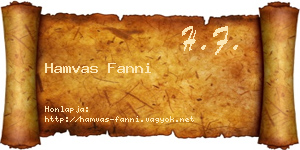 Hamvas Fanni névjegykártya